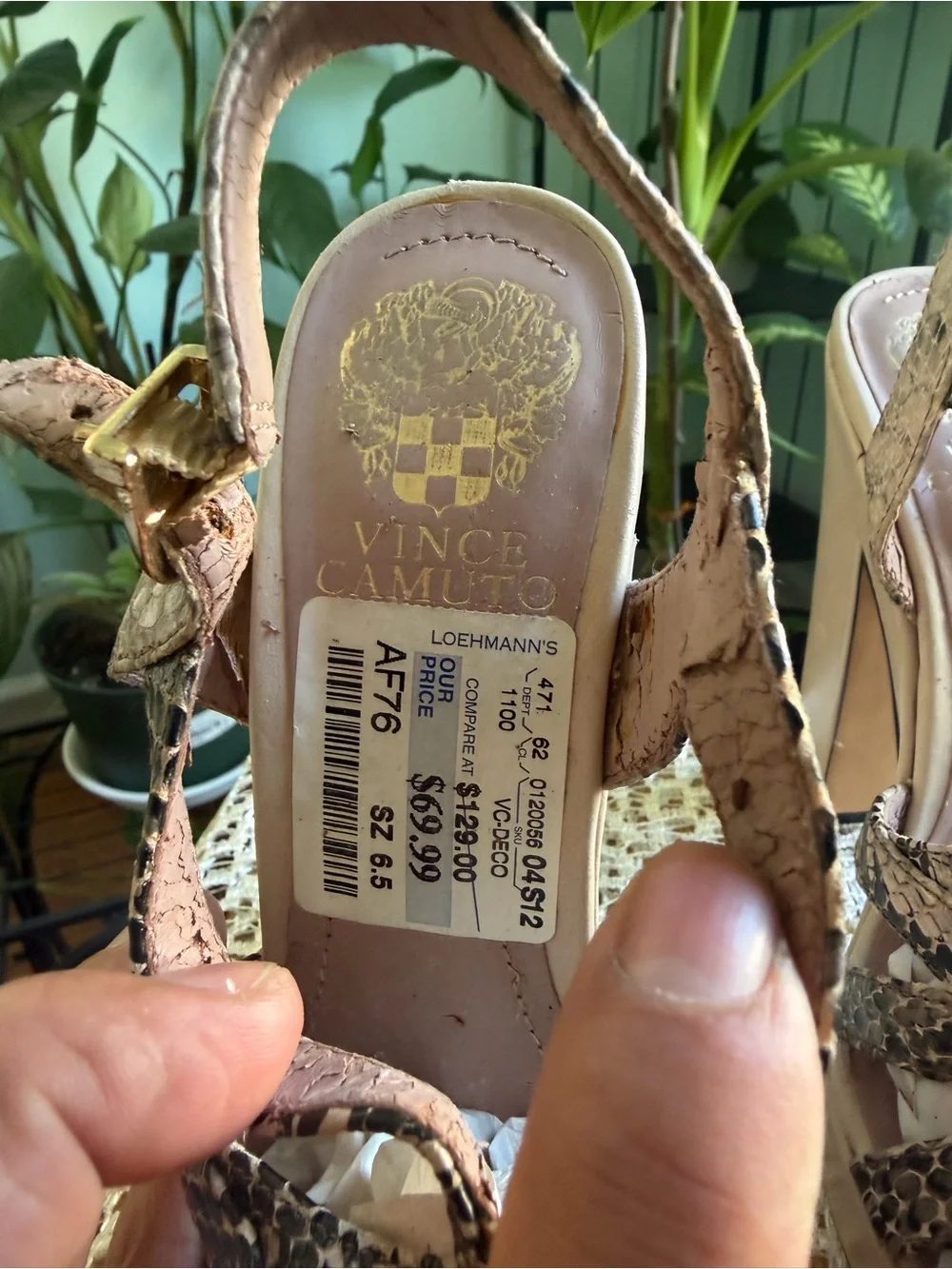 Vince Camuto Snakeskin Print Strappy Platform Heels